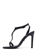 Women's Black Ankle Buckle High Thin Heel Sandals | Derimod