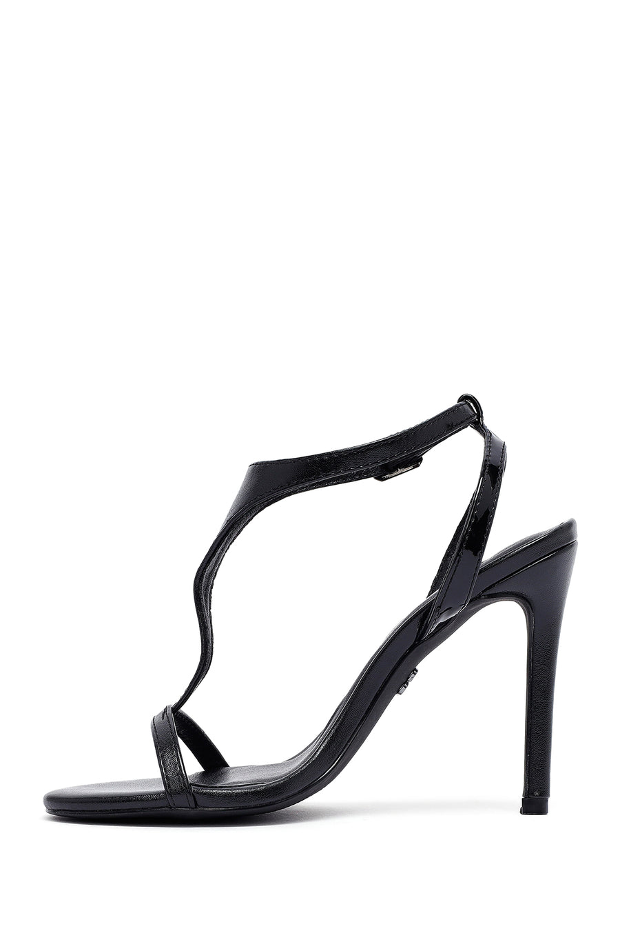 Women's Black Ankle Buckle High Thin Heel Sandals