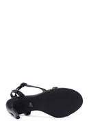 Women's Black Ankle Buckle High Thin Heel Sandals | Derimod