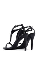Women's Black Ankle Buckle High Thin Heel Sandals | Derimod