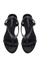 Women's Black Ankle Buckle High Thin Heel Sandals | Derimod