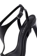 Women's Black Ankle Buckle High Thin Heel Sandals | Derimod