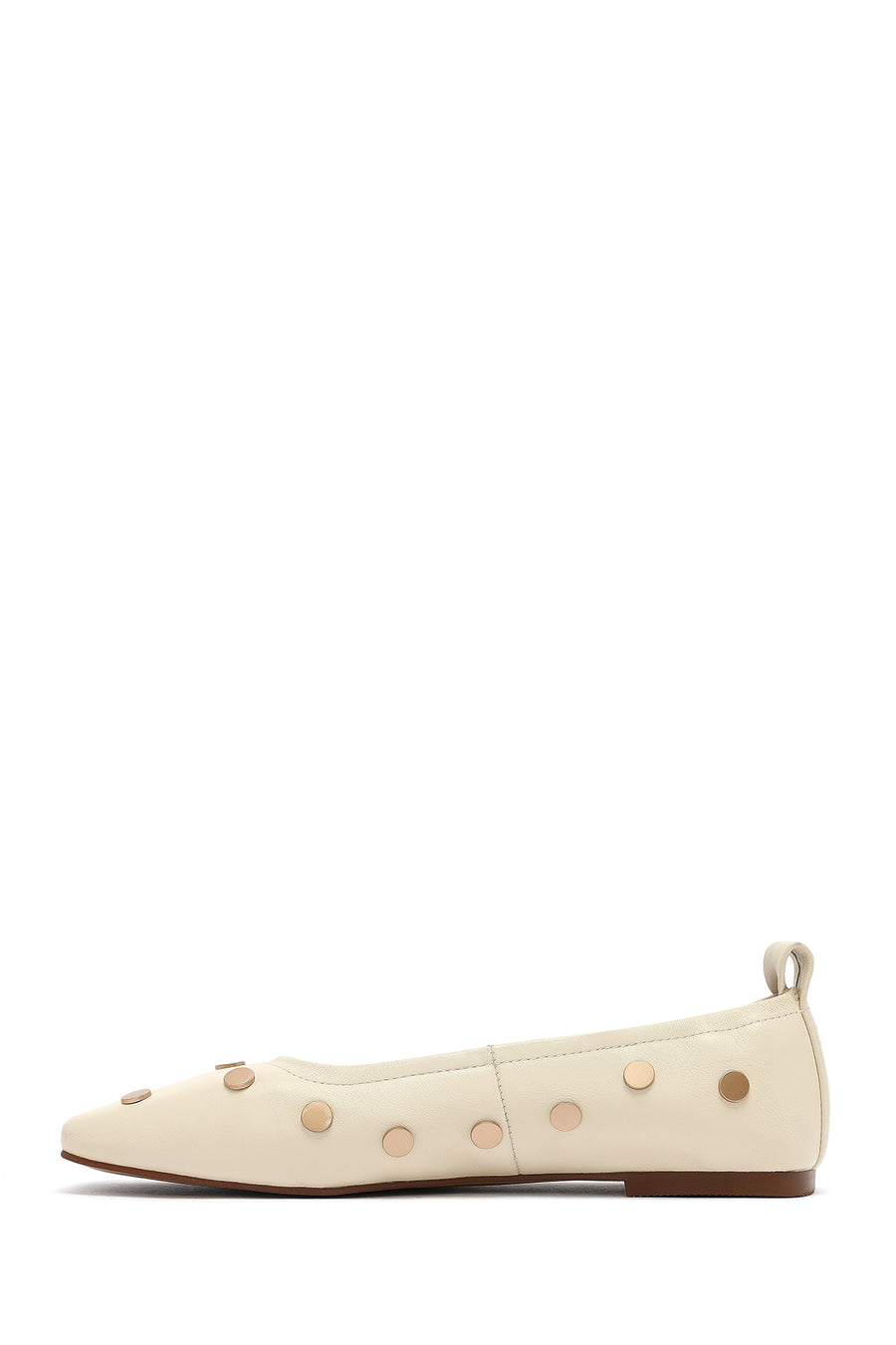 Women's Cream Stoned Leather Ballerina