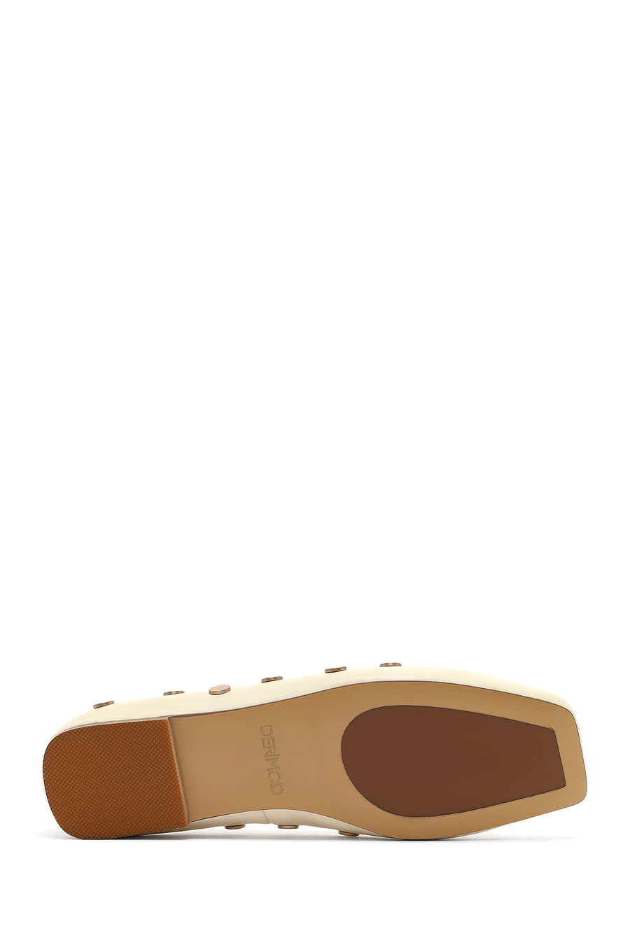 Women's Cream Stoned Leather Ballerina