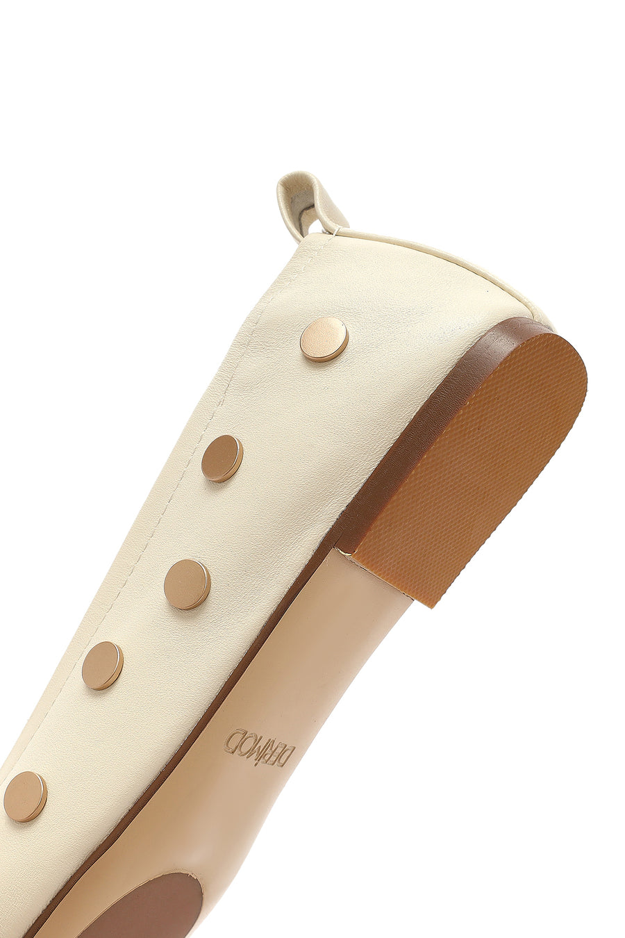 Women's Cream Stoned Leather Ballerina