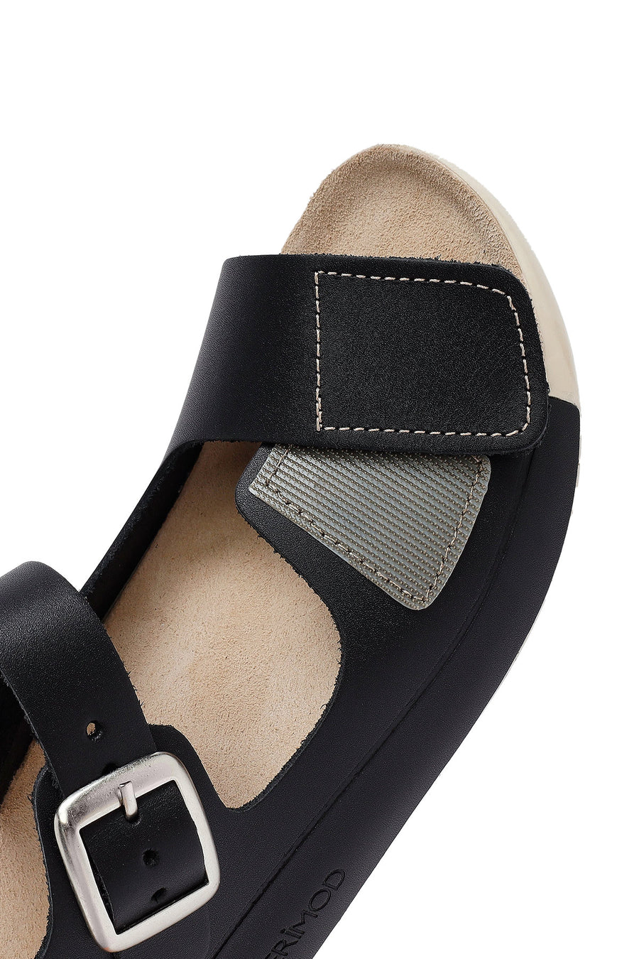 Kadın Siyah Bilekten Bağlamalı Deri Comfort Sandalet