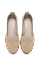 Women's Beige Suede Leather Comfort Loafer | Derimod