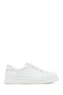 Women's White Lace-Up Leather Sneaker | Derimod