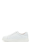 Women's White Lace-Up Leather Sneaker | Derimod
