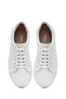 Women's White Lace-Up Leather Sneaker | Derimod