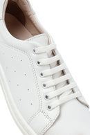Women's White Lace-Up Leather Sneaker | Derimod