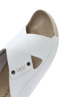 Women's White Leather Comfort Slippers | Derimod