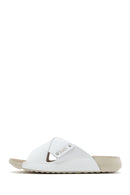 Women's White Leather Comfort Slippers | Derimod