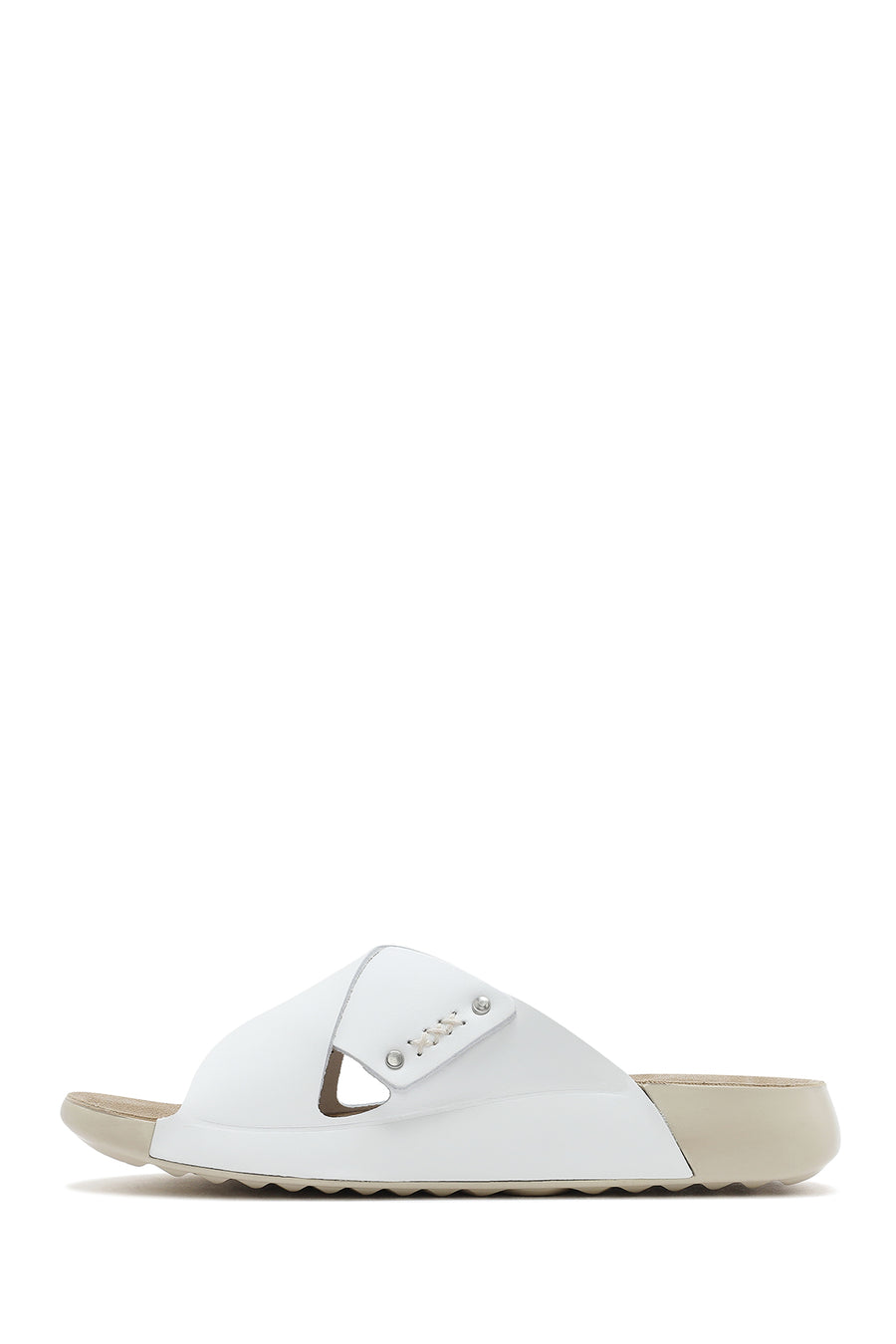 Women's White Leather Comfort Slippers