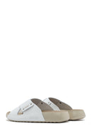 Women's White Leather Comfort Slippers | Derimod