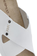 Women's White Leather Comfort Slippers | Derimod