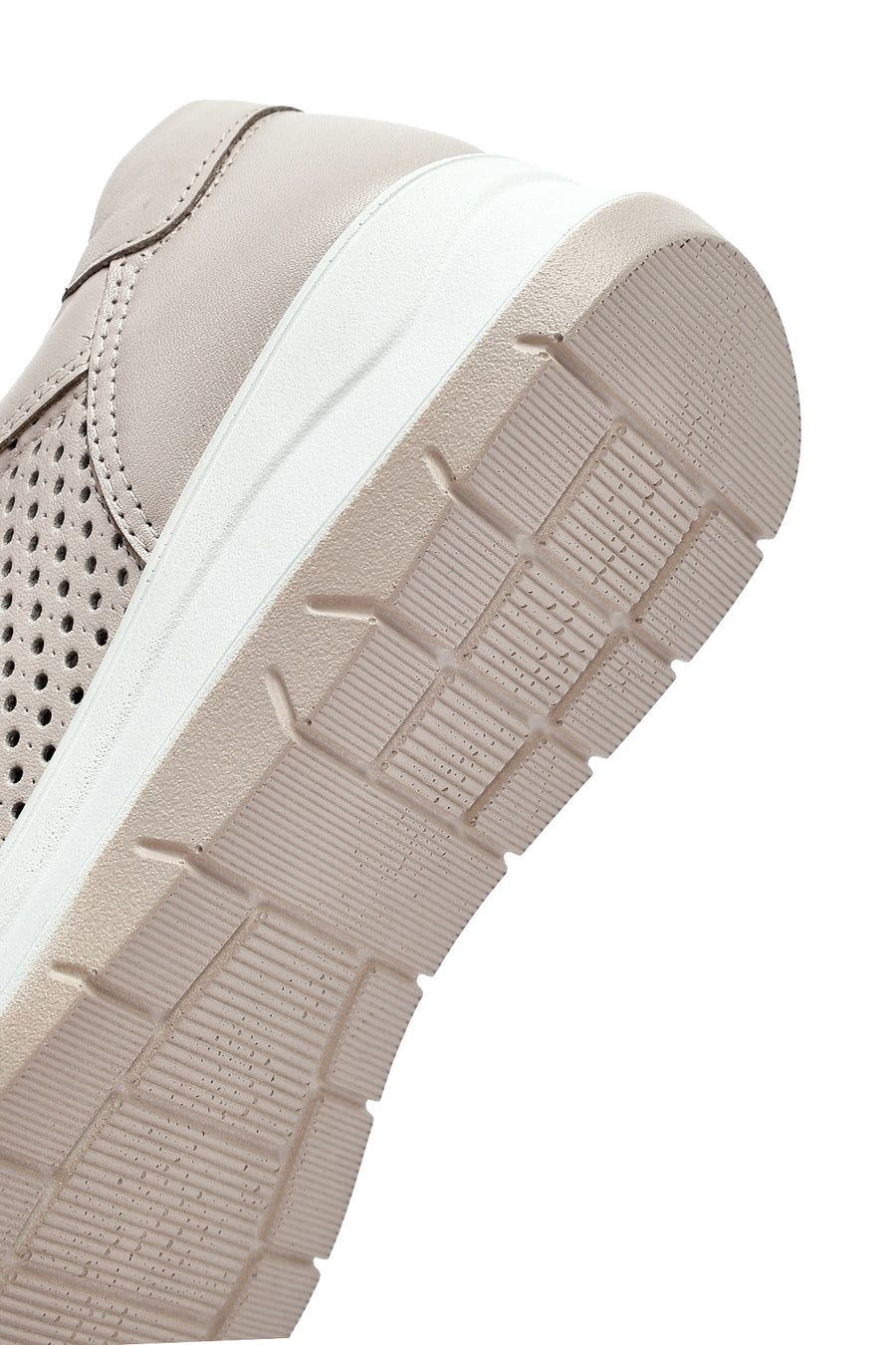 Women's Cream Lace-Up Thick-Sole Leather Sneakers
