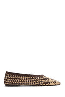 Women's Multicolored Straw Leather Ballerina | Derimod