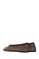 Women's Multicolored Straw Leather Ballerina | Derimod