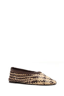 Women's Multicolored Straw Leather Ballerina | Derimod