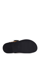 Women's Leopard Flip-Flop Leather Sandals | Derimod