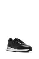 Erkek Siyah Bağcıklı Deri Sneaker | Derimod