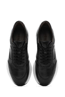 Erkek Siyah Bağcıklı Deri Sneaker | Derimod