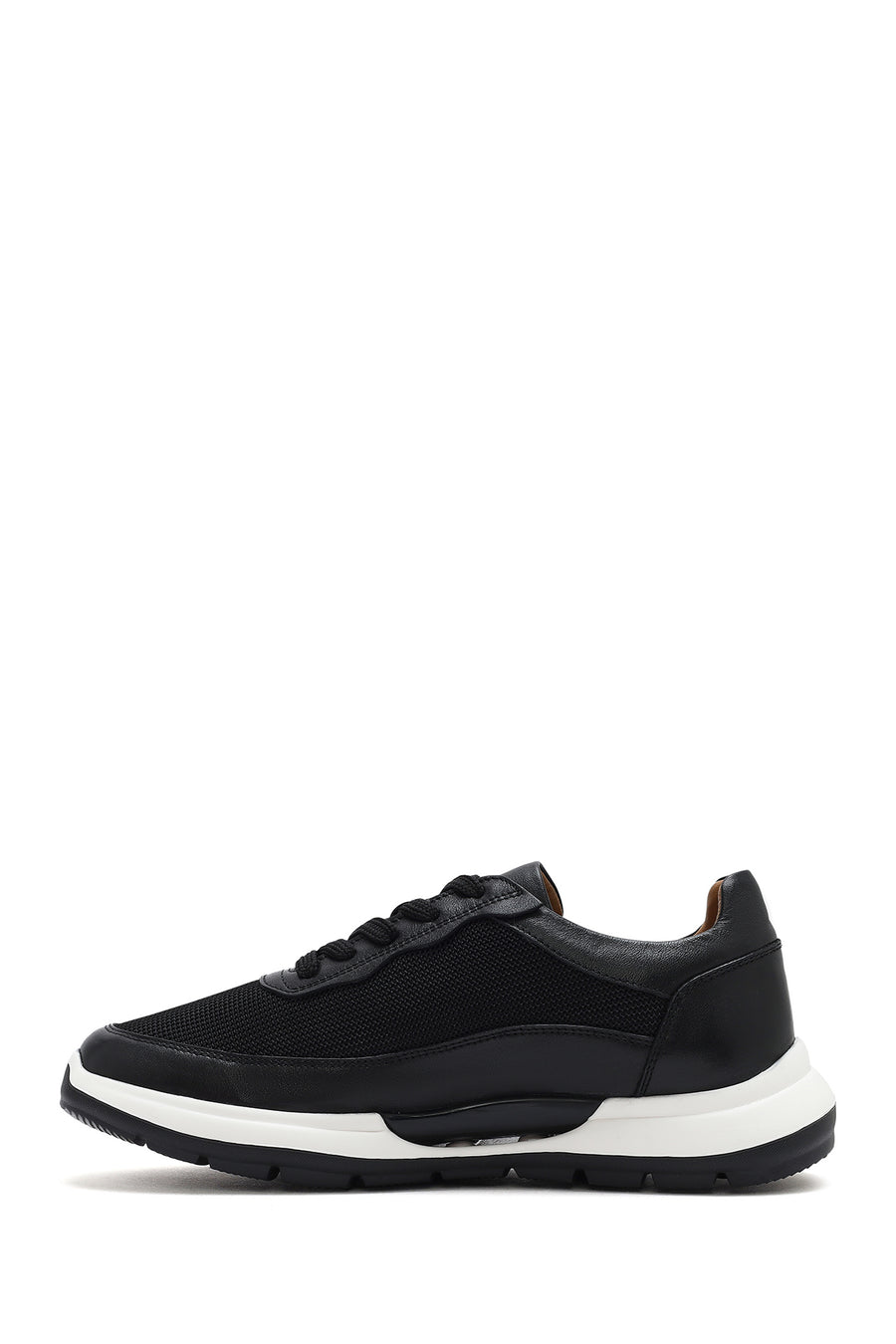 Men's Black Lace-up Leather Sneaker