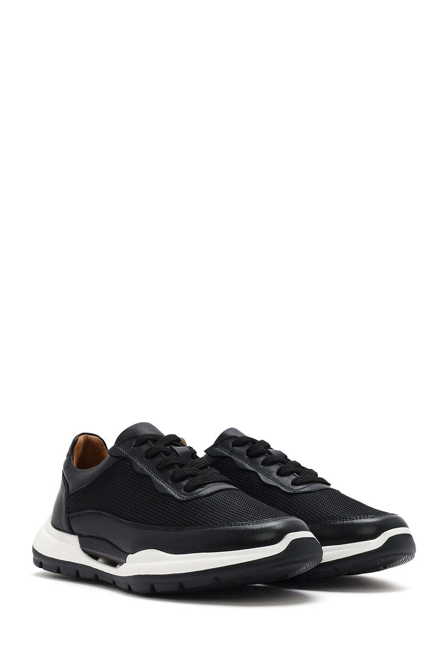 Men's Black Lace-up Leather Sneaker