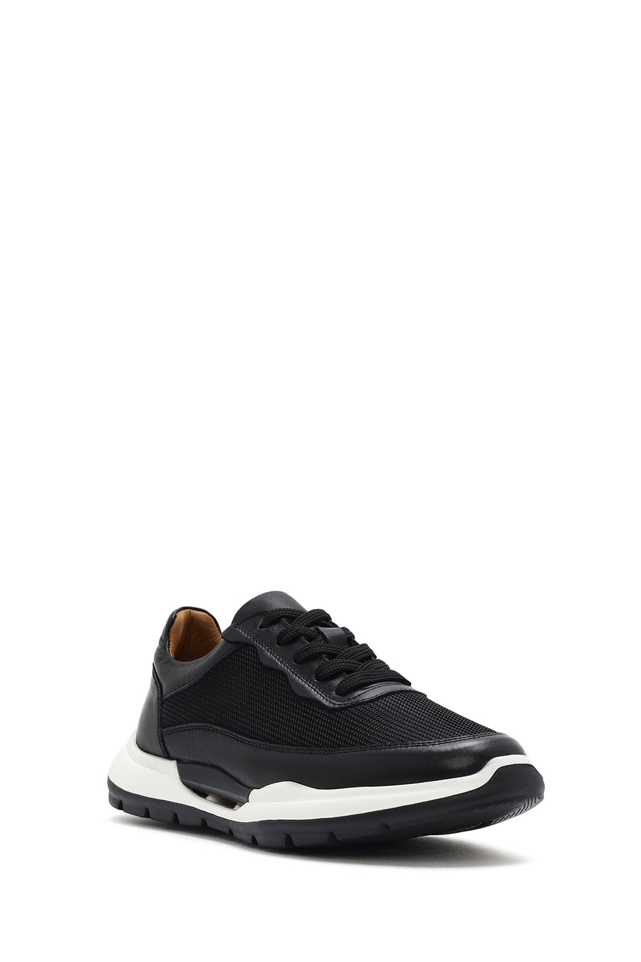 Men's Black Lace-up Leather Sneaker