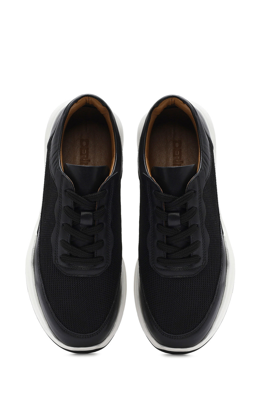 Men's Black Lace-up Leather Sneaker