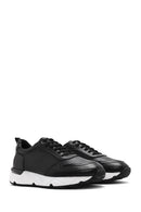 Erkek Siyah Bağcıklı Kalın Tabanlı Deri Sneaker | Derimod