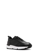 Erkek Siyah Bağcıklı Kalın Tabanlı Deri Sneaker | Derimod