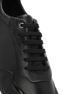 Erkek Siyah Bağcıklı Kalın Tabanlı Deri Sneaker | Derimod