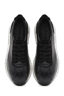 Erkek Siyah Bağcıklı Kalın Tabanlı Deri Sneaker | Derimod