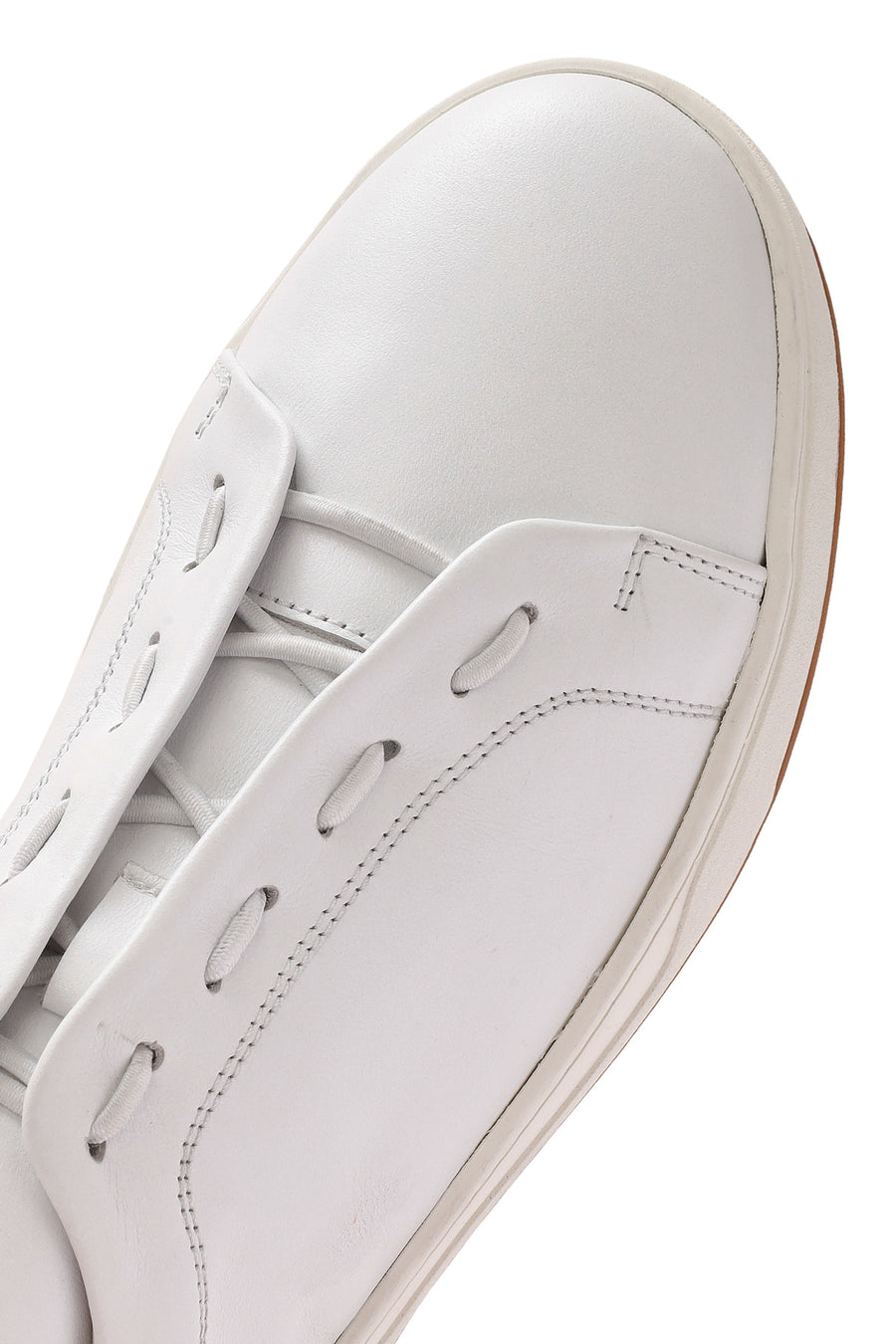 Erkek Beyaz Bağcıklı Deri Sneaker