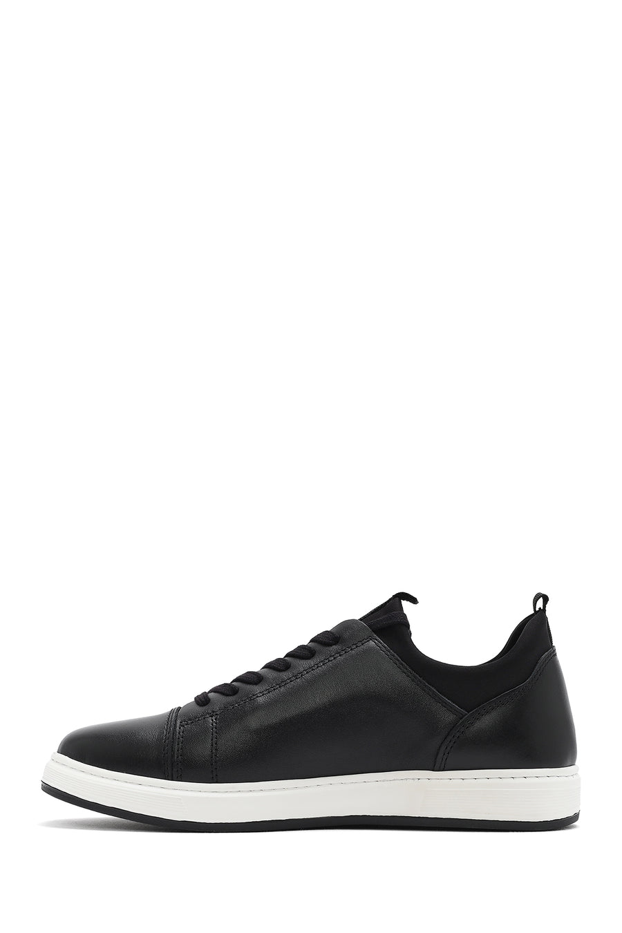 Men's Black Lace-up Leather Sneaker