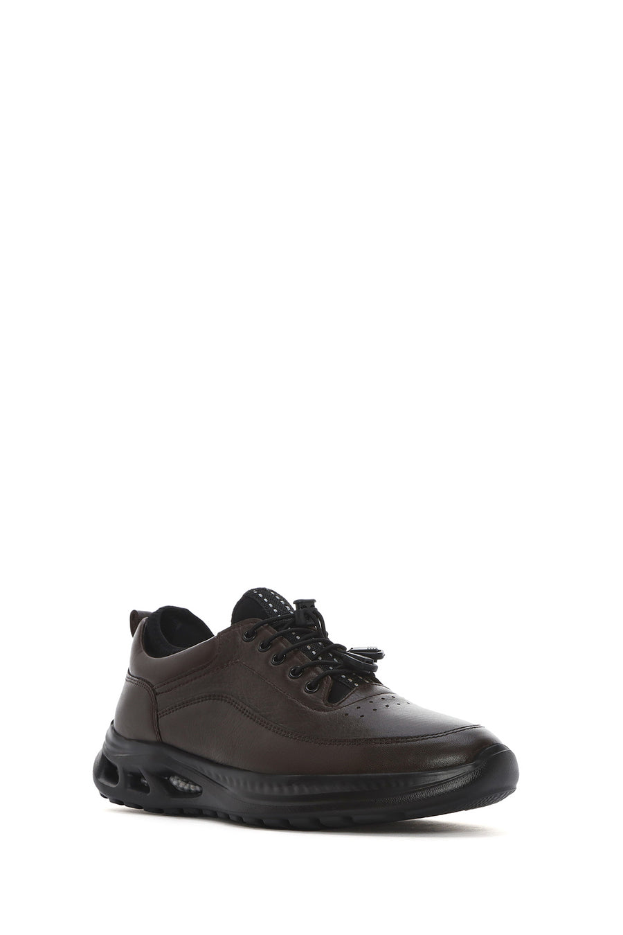 Men's Brown Lace-Up Thick Soled Leather Casual Shoes