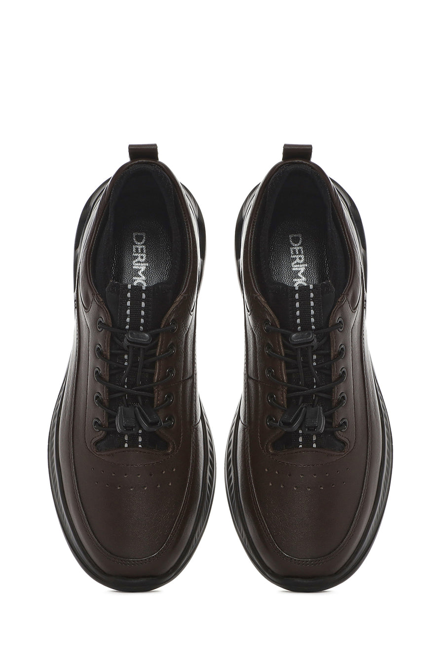Men's Brown Lace-Up Thick Soled Leather Casual Shoes