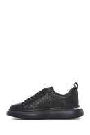 Erkek Siyah Bağcıklı Kalın Tabanlı Deri Sneaker | Derimod