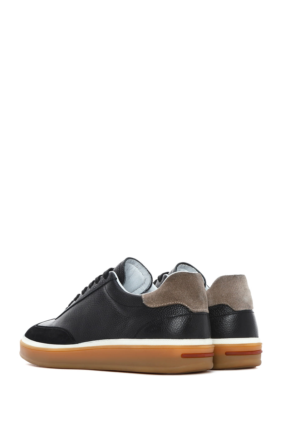 Men's Black Lace-up Leather Sneaker