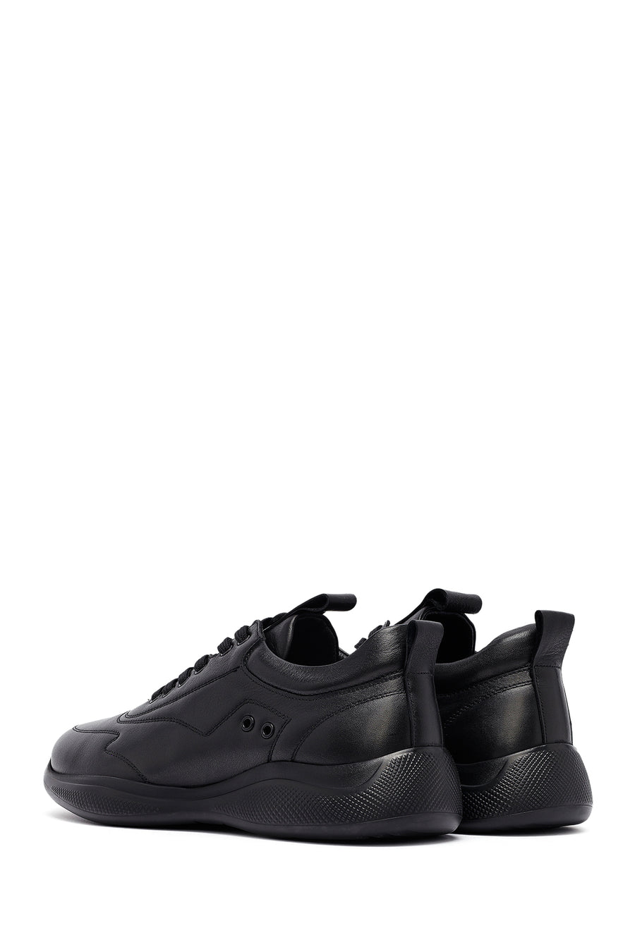 
Men's Black Lace-Up Leather Sneaker

