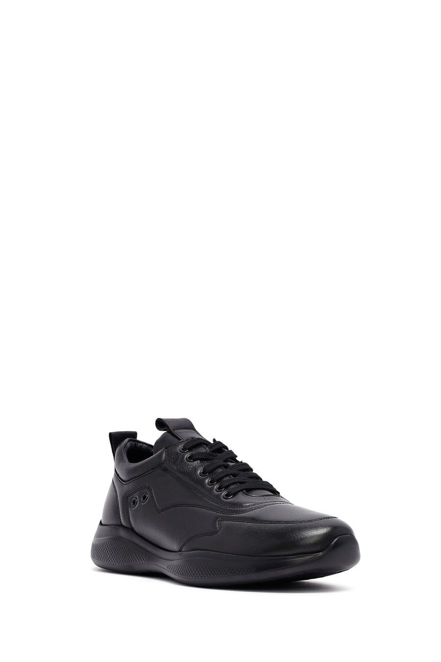 
Men's Black Lace-Up Leather Sneaker
