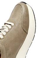 Men's Green Lace-Up Thick-Soled Nubuck Leather Sneakers | Derimod