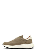 Men's Green Lace-Up Thick-Soled Nubuck Leather Sneakers | Derimod