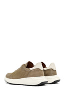 Men's Green Lace-Up Thick-Soled Nubuck Leather Sneakers | Derimod