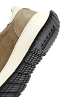 Men's Green Lace-Up Thick-Soled Nubuck Leather Sneakers | Derimod