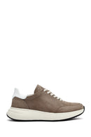 Men's Mink Lace-Up Thick-Soled Nubuck Leather Sneakers | Derimod