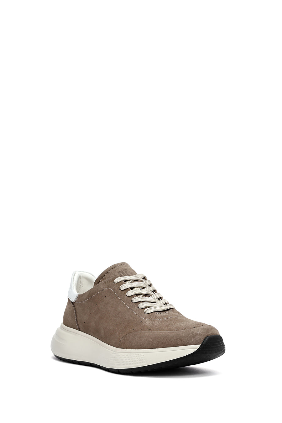 Men's Mink Lace-Up Thick-Soled Nubuck Leather Sneakers