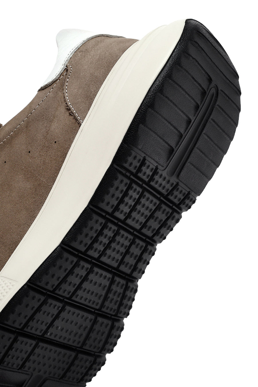 Men's Mink Lace-Up Thick-Soled Nubuck Leather Sneakers